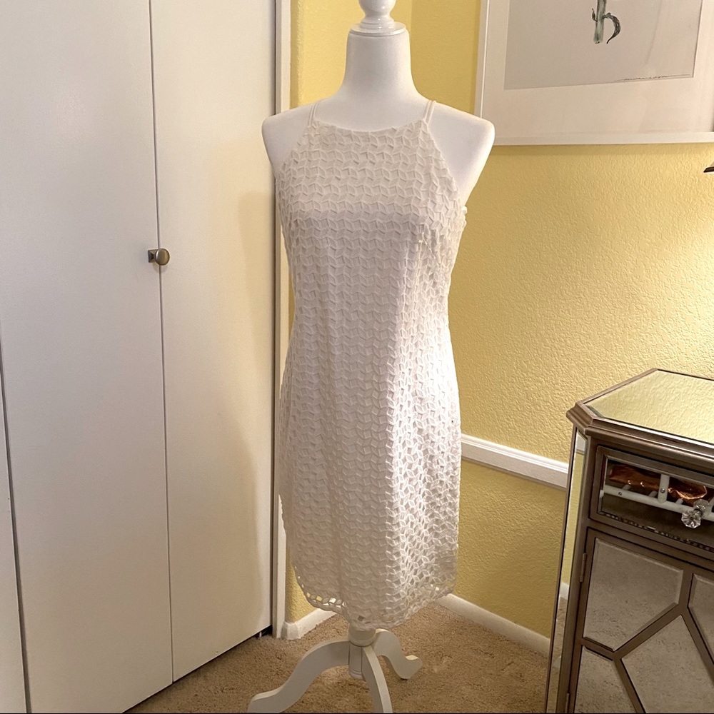 White House black Market white lace dress sz 6